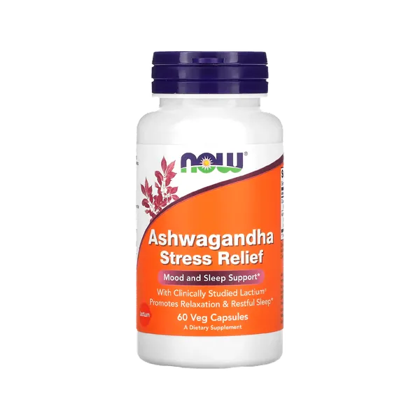 Ashwagandha Alivio de Stress Vitaminas Now Foods 60 Cápsulas Vegetales